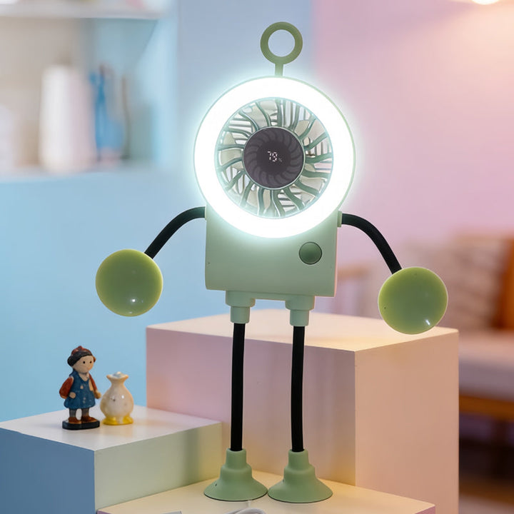 Flexible Robot Desk Fan with LED Light | Bowlift