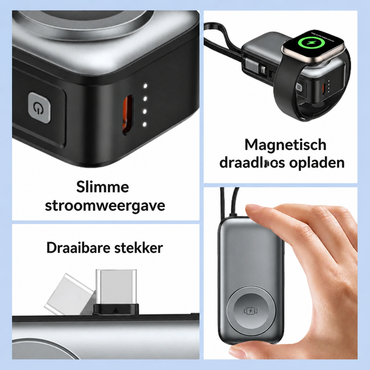 Magnetic 3-in-1 Powerbank with wireless charging | Bowlift
