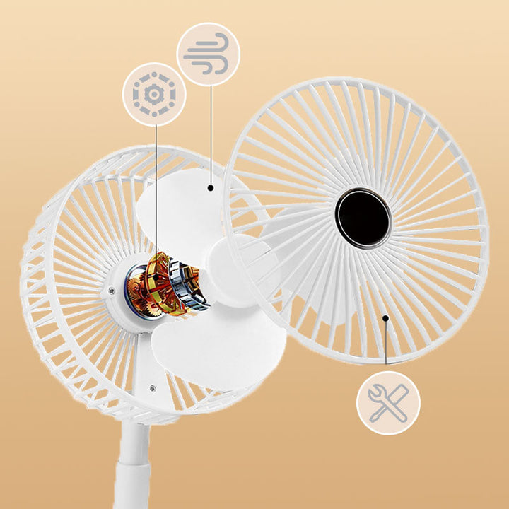 Rechargeable, foldable USB telescope fan – quiet, 180° adjustable, 4 speed levels, portable ✨ | Bowlift
