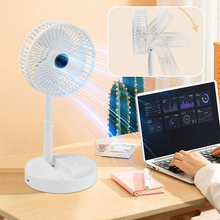 Rechargeable, foldable USB telescope fan – quiet, 180° adjustable, 4 speed levels, portable ✨ | Bowlift