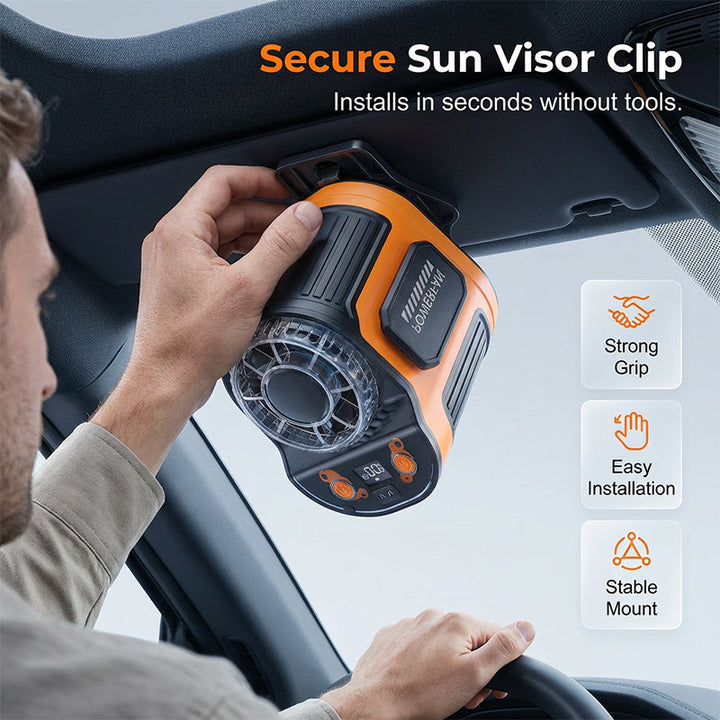 Portable Car Clip On Fan with LED Display | Bowlift