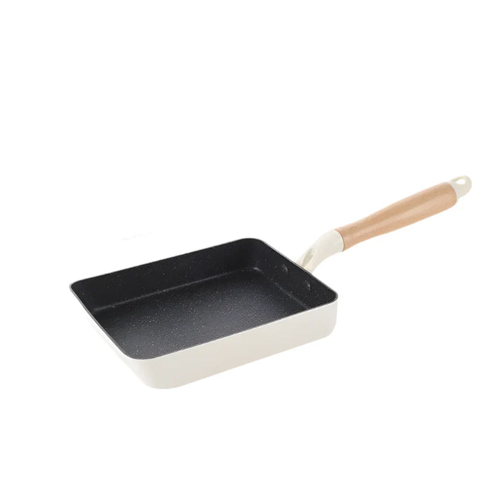 Square Maifan Stone Non Stick Frying Pan with Wooden Handle Cookware | Bowlift