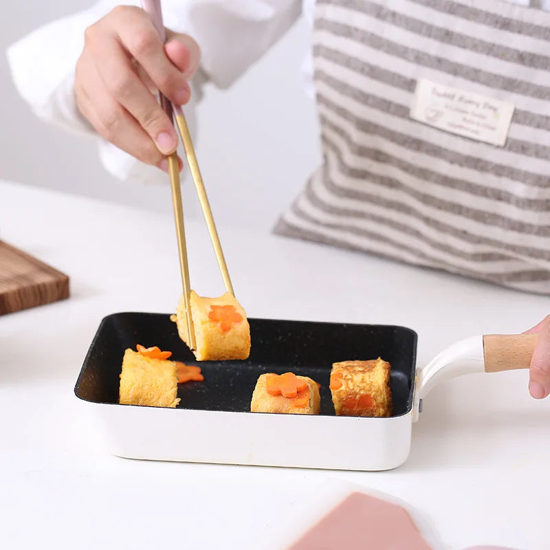 Square Maifan Stone Non Stick Frying Pan with Wooden Handle Cookware | Bowlift