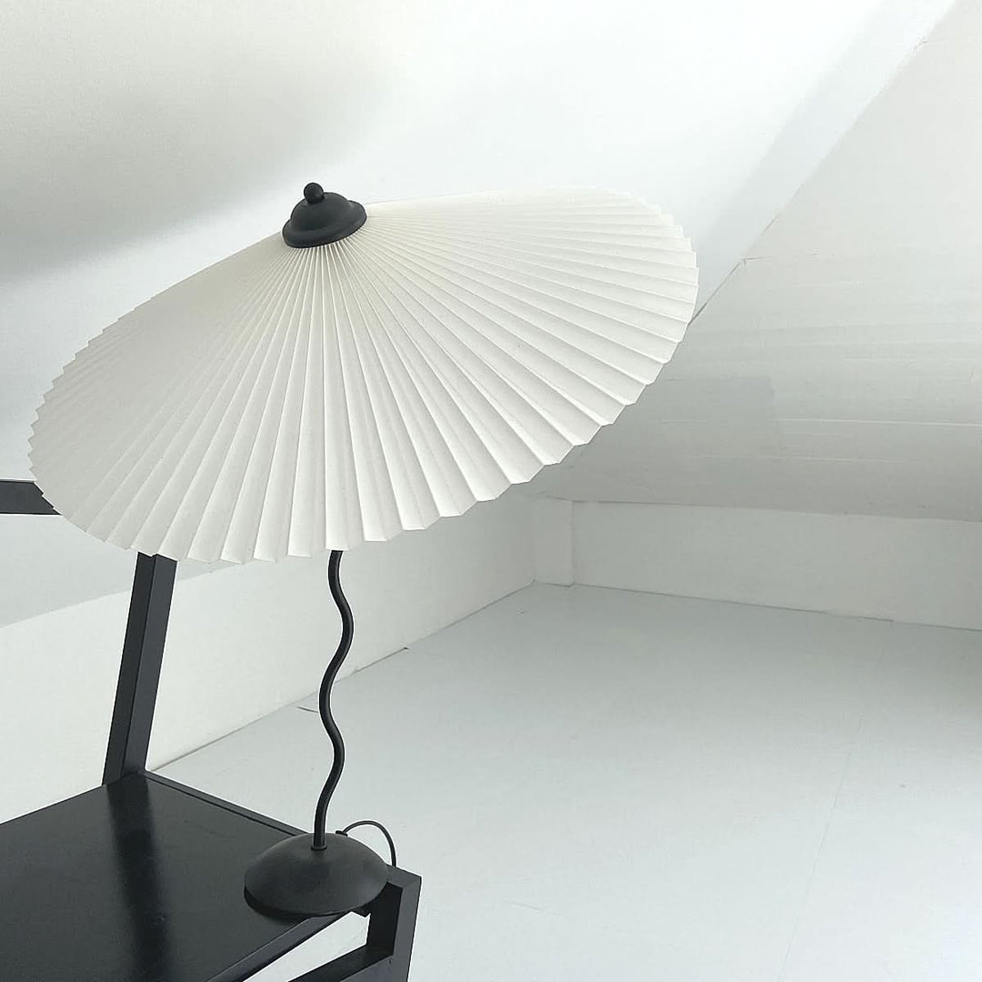 BowLift | Squiggle Umbrella Table Lamp – Modern Twirl Design with Chrome Finish