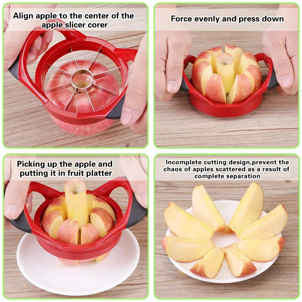 Stainless Steel Apple Slicer 8-Blade Extra-Large Corer and Divider | Bowlift