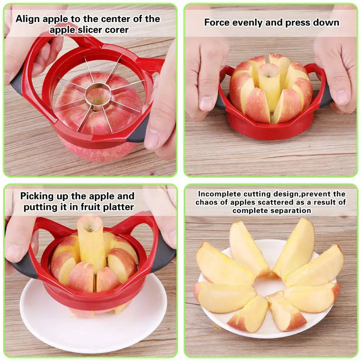 Stainless Steel Apple Slicer 8-Blade Extra-Large Corer and Divider | Bowlift
