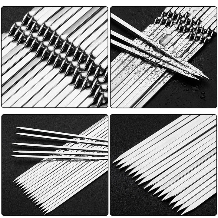 Stainless Steel Barbecue Skewer Reusable BBQ Skewers Iron Stick | Bowlift