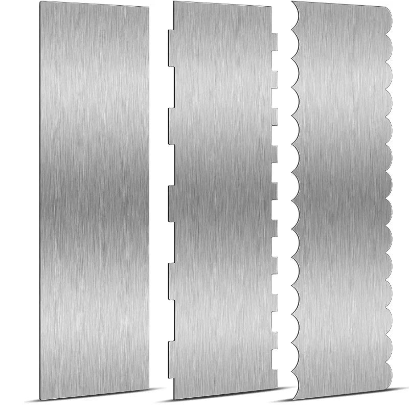 Stainless Steel Cake Scraper Double-Sided Patterned Pastry Decorating | Bowlift