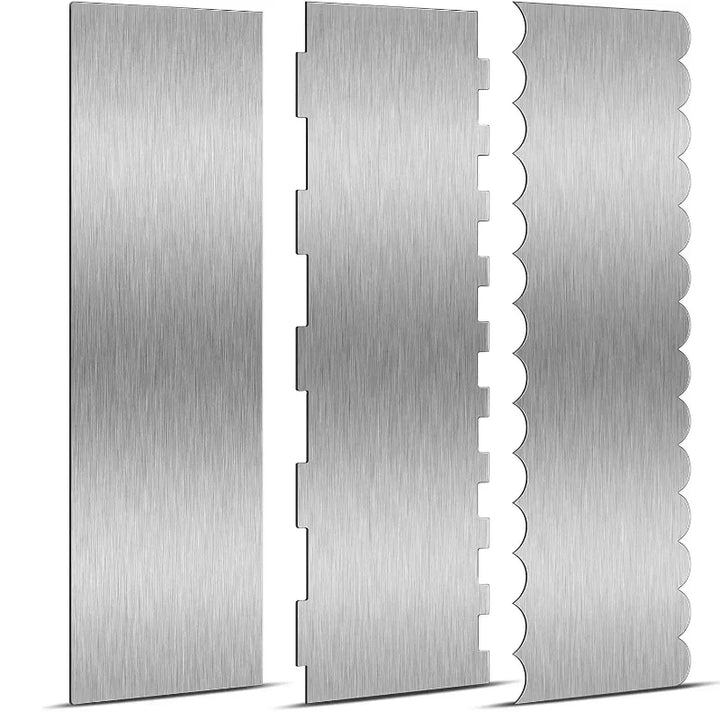 Stainless Steel Cake Scraper Double-Sided Patterned Pastry Decorating | Bowlift