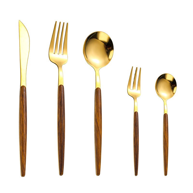 BowLift | Stainless Steel Cutlery Set with Wooden Handle - WoodCraft