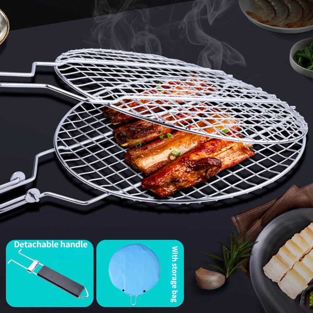 Stainless Steel Folding Grill Net Clip Square Grill Net Detachable Grill | Bowlift