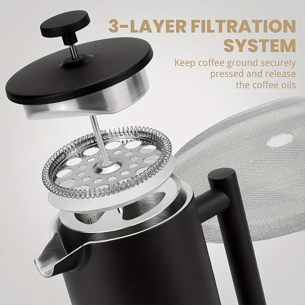 Stainless Steel French Press Double Wall Insulated Coffee Tea Maker | Bowlift