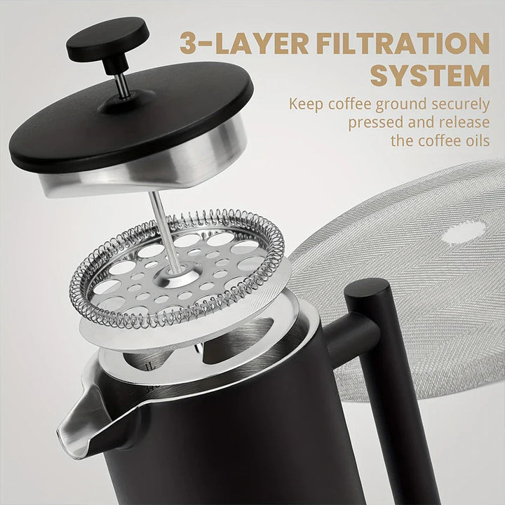 Stainless Steel French Press Double Wall Insulated Coffee Tea Maker | Bowlift