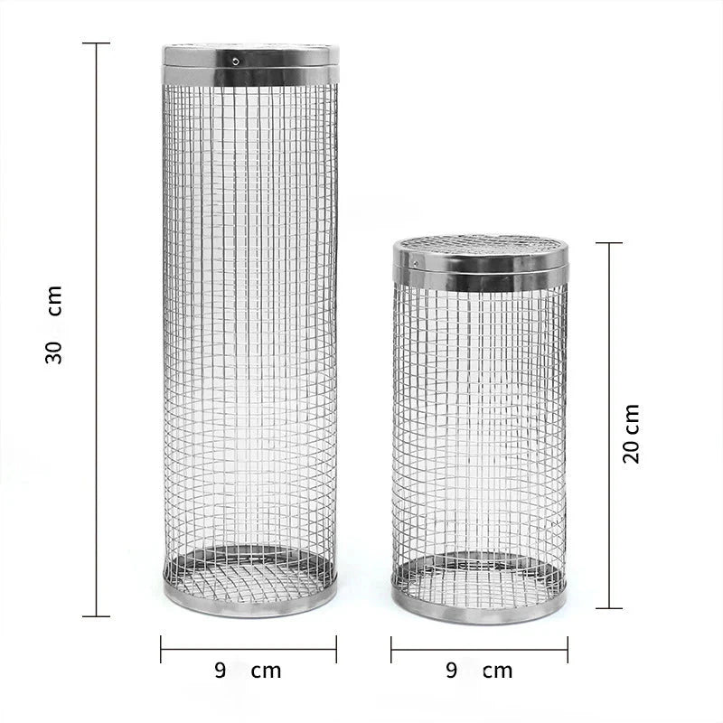 Stainless Steel Grill Basket Portable Barbecue Cage Rolling Grilling Basket | Bowlift