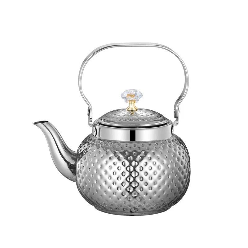 Stainless Steel Kettle Hammered Spherical Tea Pot with Strainer Tea Kettles | Bowlift