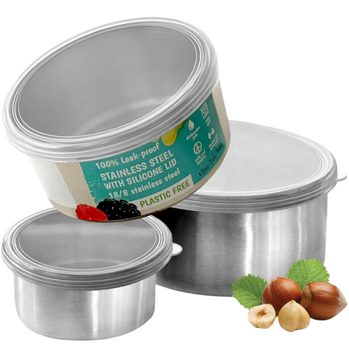 BowLift | Stainless Steel Lunch Box Set with Lids – 100ml, 200ml, 400ml