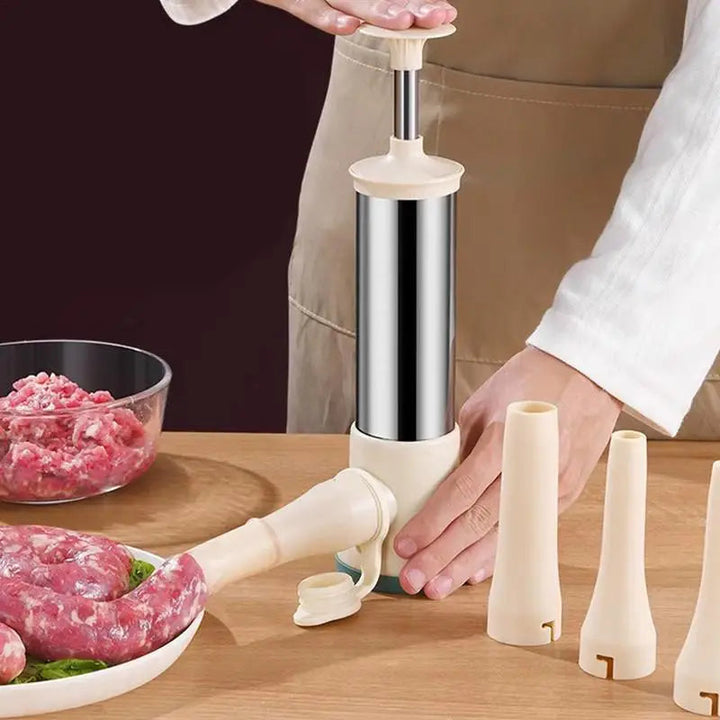 Manual Stainless Steel Sausage Stuffer with 4 Nozzles | Bowlift