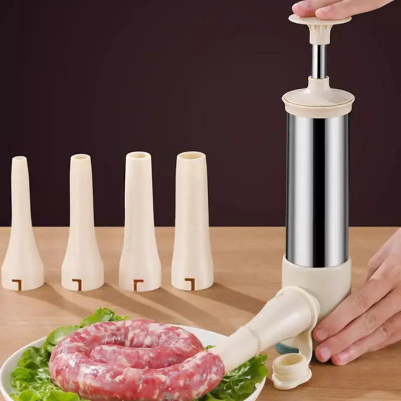 Manual Stainless Steel Sausage Stuffer with 4 Nozzles | Bowlift