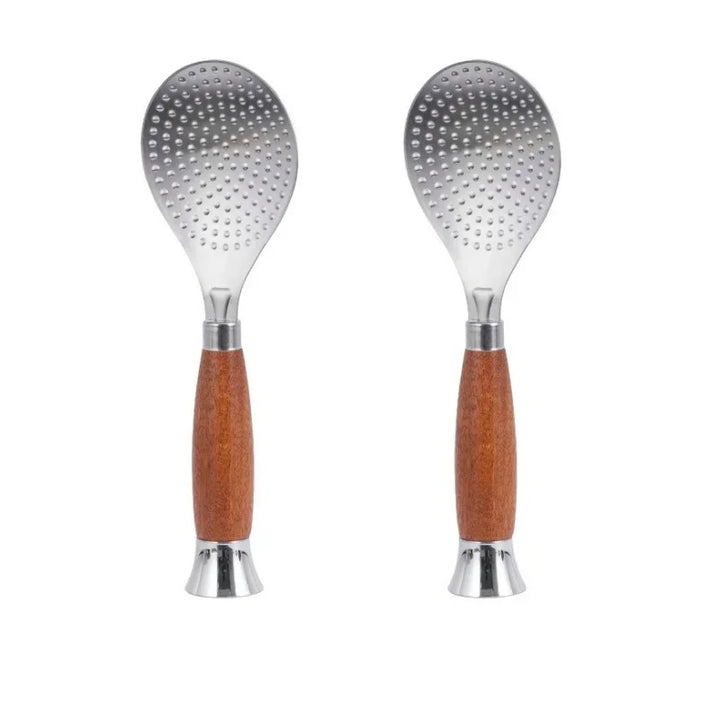 Stainless Steel Rice Scoop with Wooden Handle Non-Stick Rice Spatula | Bowlift