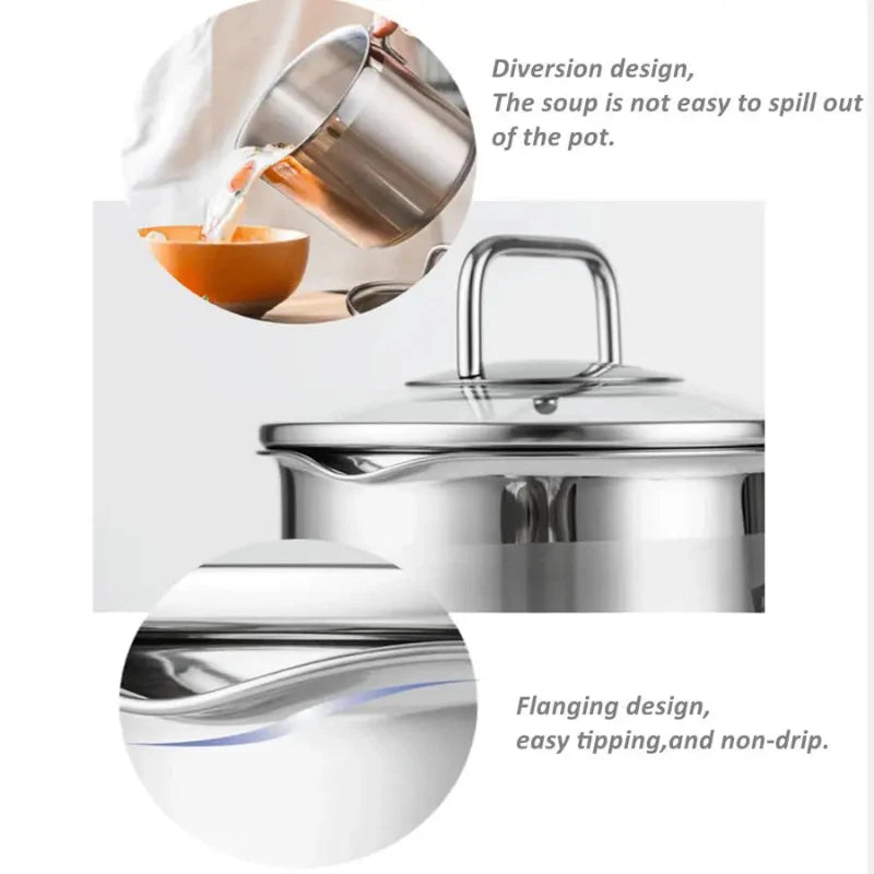 Stainless Steel Saucepan with Glass Lid Multi Purpose Cooking Pot | Bowlift