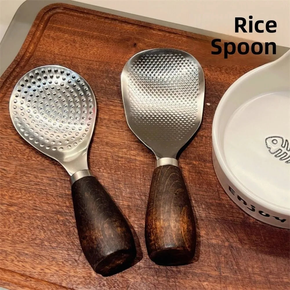 Stainless Steel Vertical Rice Shovel Spatula Wooden Handle Rice Spoon | Bowlift