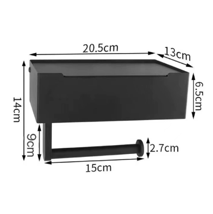 BowLift | SteelDeluxe Toilet Paper Holder – Stainless Steel with Multifunctional Waterproof Storage Shelf for Modern Bathrooms