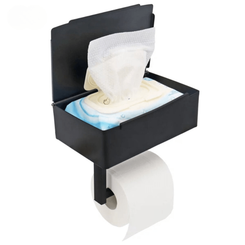 BowLift | SteelDeluxe Toilet Paper Holder – Stainless Steel with Multifunctional Waterproof Storage Shelf for Modern Bathrooms