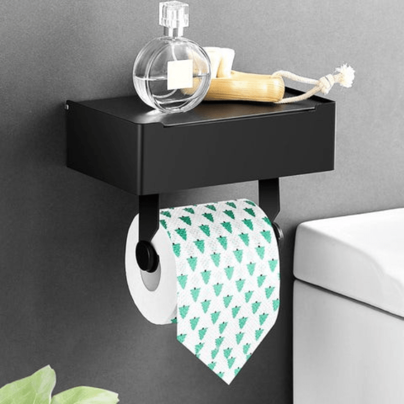 BowLift | SteelDeluxe Toilet Paper Holder – Stainless Steel with Multifunctional Waterproof Storage Shelf for Modern Bathrooms