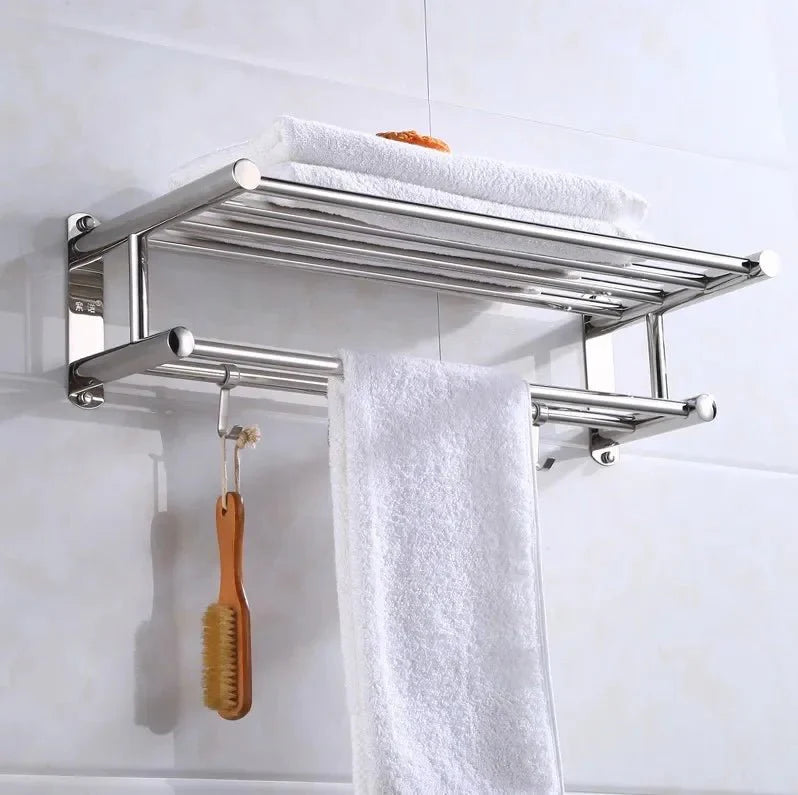 BowLift | SteelRack Stainless Steel Towel Holder – Space-Saving Wall Rack with Modern Minimalist Design for Bathroom and Kitchen
