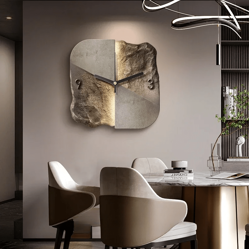 BowLift | StoneAura – Modern Sandstone-Effect Wall Clock with Silent Quartz