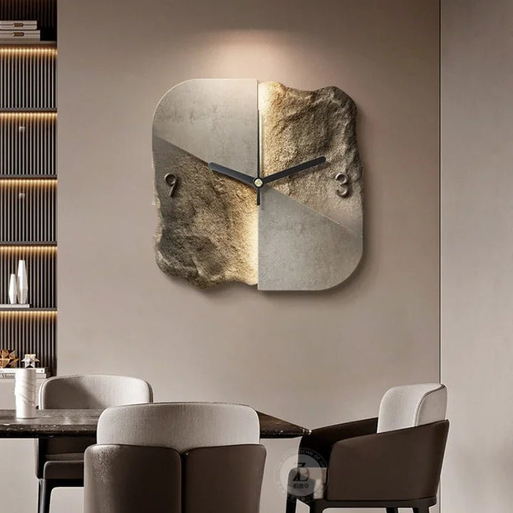 BowLift | StoneAura – Modern Sandstone-Effect Wall Clock with Silent Quartz