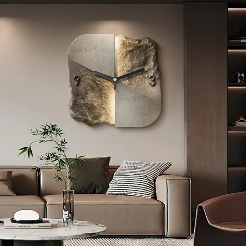 BowLift | StoneAura – Modern Sandstone-Effect Wall Clock with Silent Quartz
