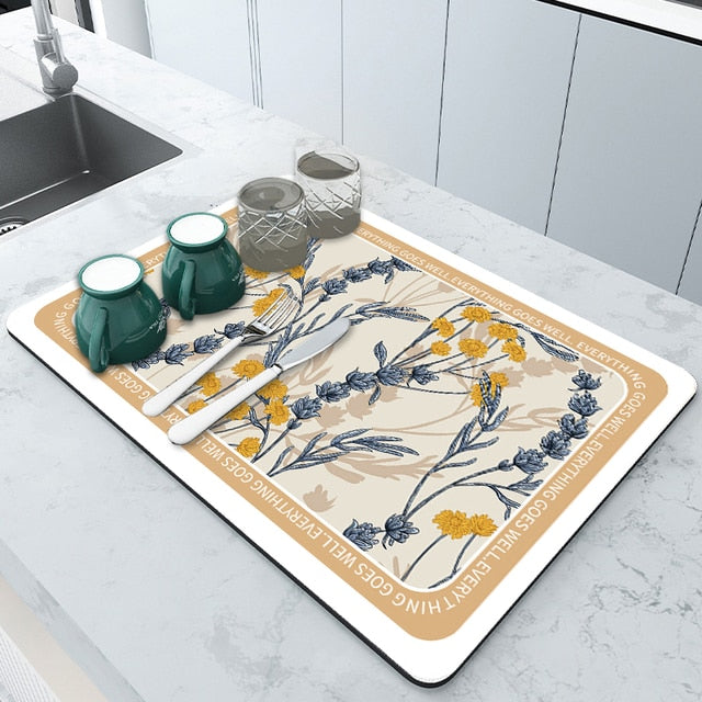 Super Absorbent Draining Mat Kitchen Bathroom Faucet Absorbent Mat | Bowlift