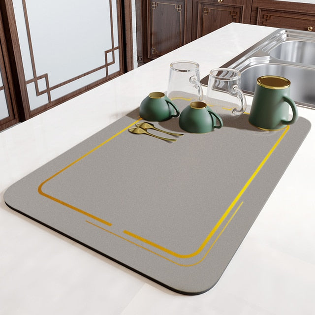 Super Absorbent Draining Mat Kitchen Bathroom Faucet Absorbent Mat | Bowlift
