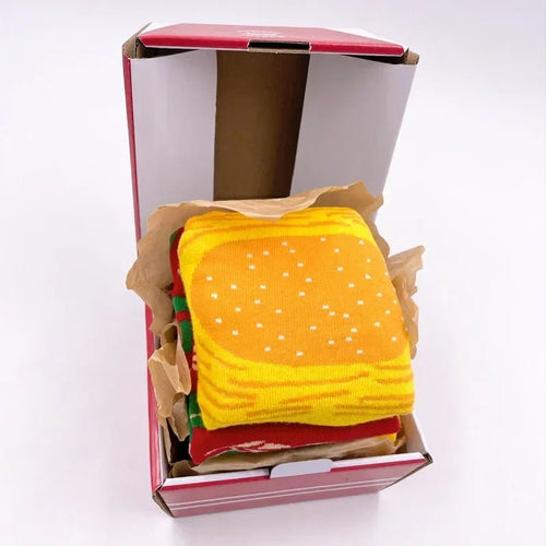 BowLift | Sushi Mid-Calf Socks Gift Set – 3-Pair Harajuku Cotton Socks with Playful Pizza, Burger & Sushi Designs, Perfect for Christmas or Birthday Surprises