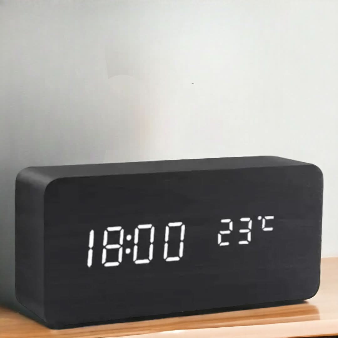 BowLift | Wood LED Alarm Clock – Voice & Temp Display
