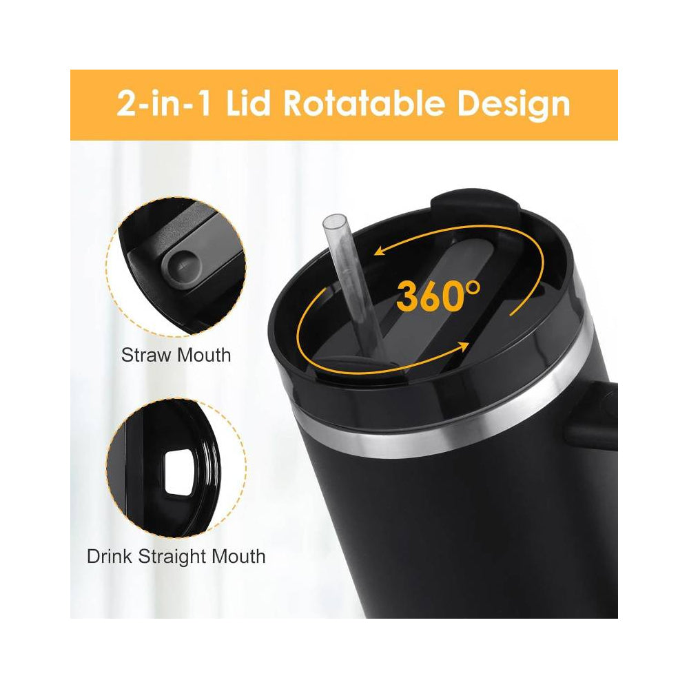 Tumbler Thermo mug 1200 ml with handle, lid and straw | Bowlift