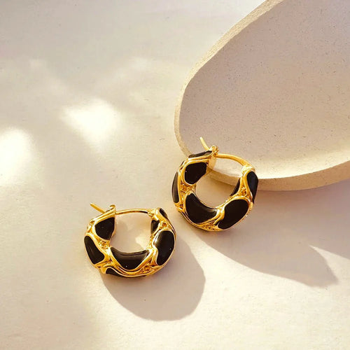 BowLift | Textured Gold Contrast Hoop Earrings