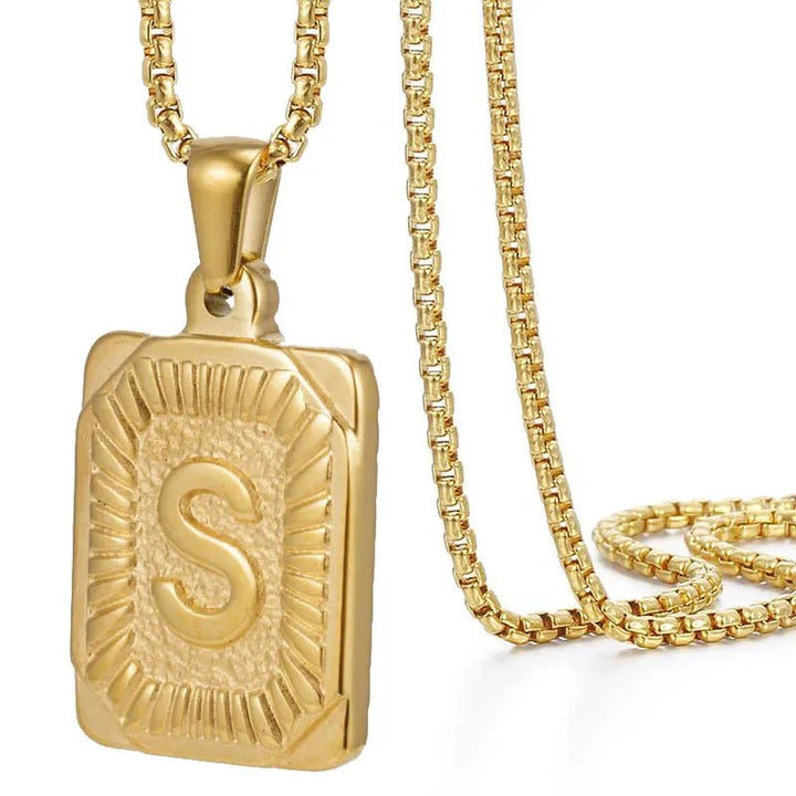 BowLift | Textured Rectangle Letter Initial Necklace