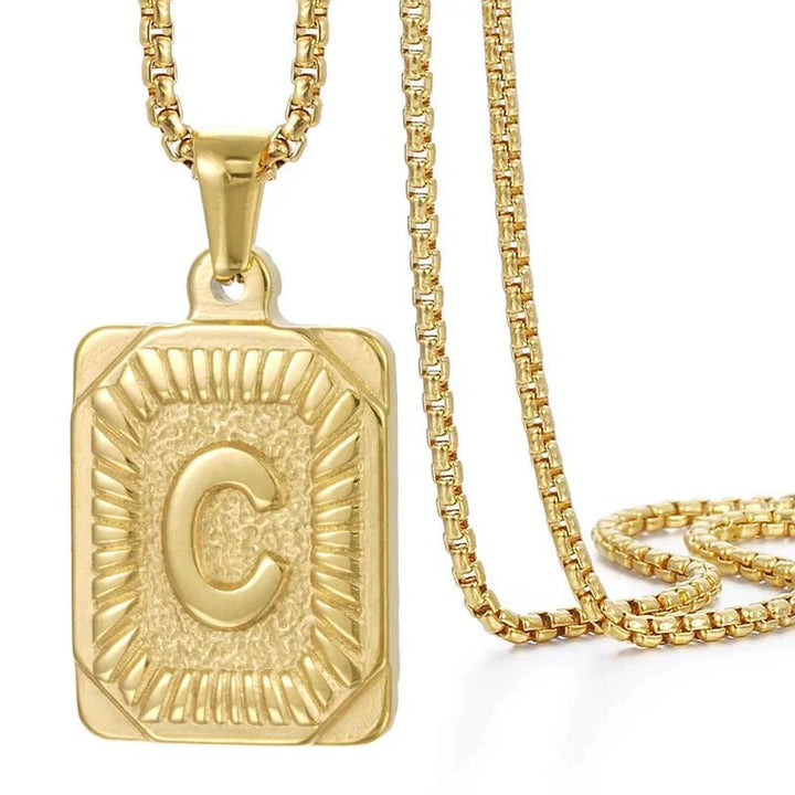 BowLift | Textured Rectangle Letter Initial Necklace