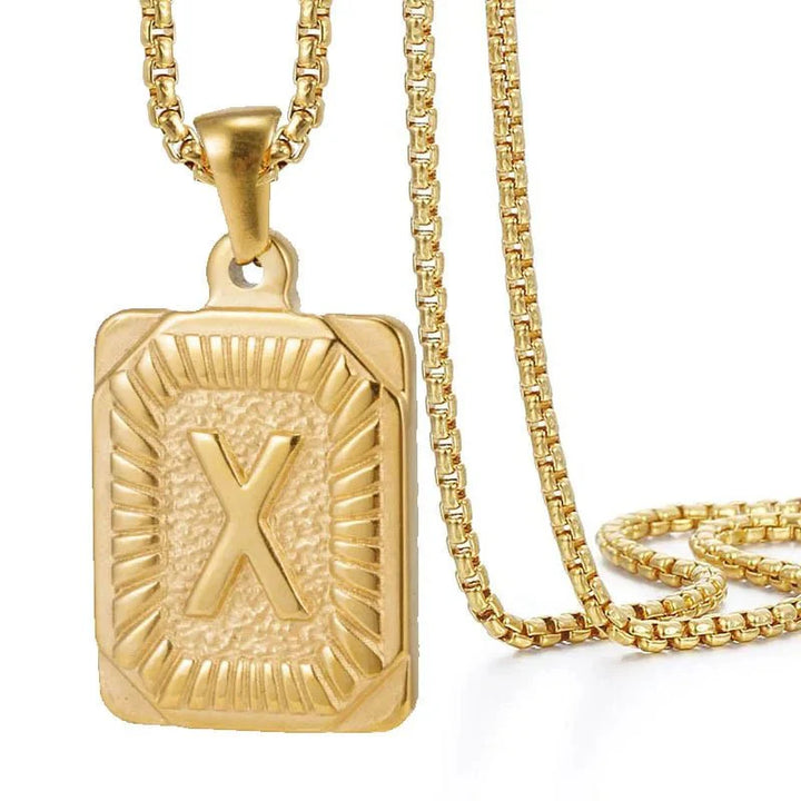 BowLift | Textured Rectangle Letter Initial Necklace