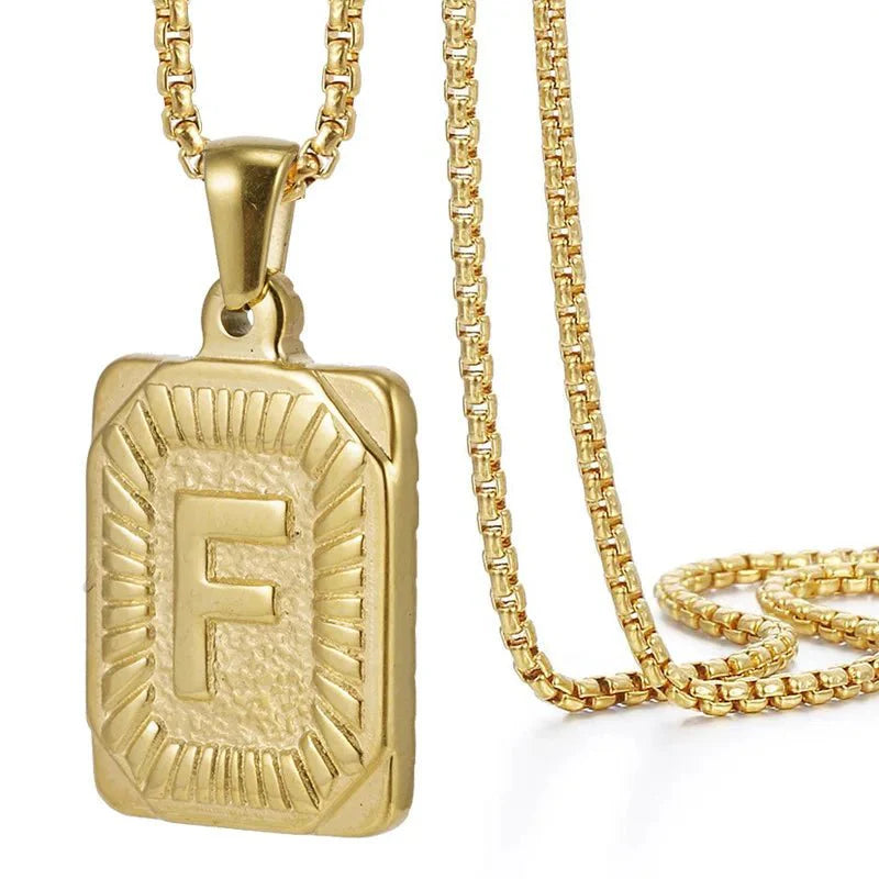 BowLift | Textured Rectangle Letter Initial Necklace