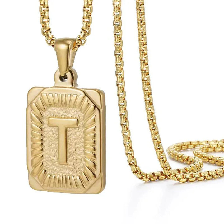 BowLift | Textured Rectangle Letter Initial Necklace