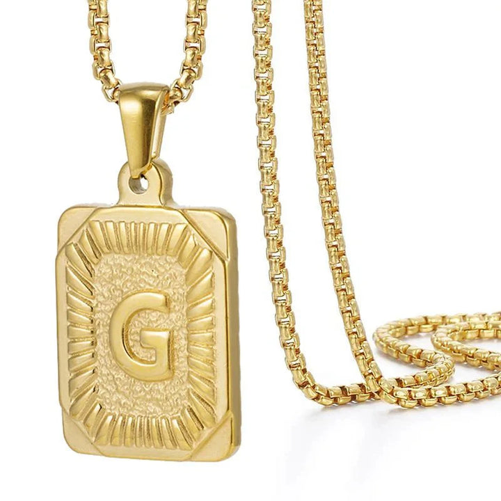 BowLift | Textured Rectangle Letter Initial Necklace