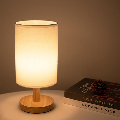 BowLift | Table Lamp Natural Wood Fabric Dimmable Light