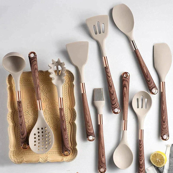 BowLift | TASTEVIVA SET – Premium Silicone Utensils with Wooden Handles