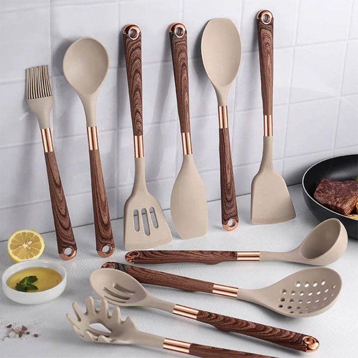 BowLift | TASTEVIVA SET – Premium Silicone Utensils with Wooden Handles