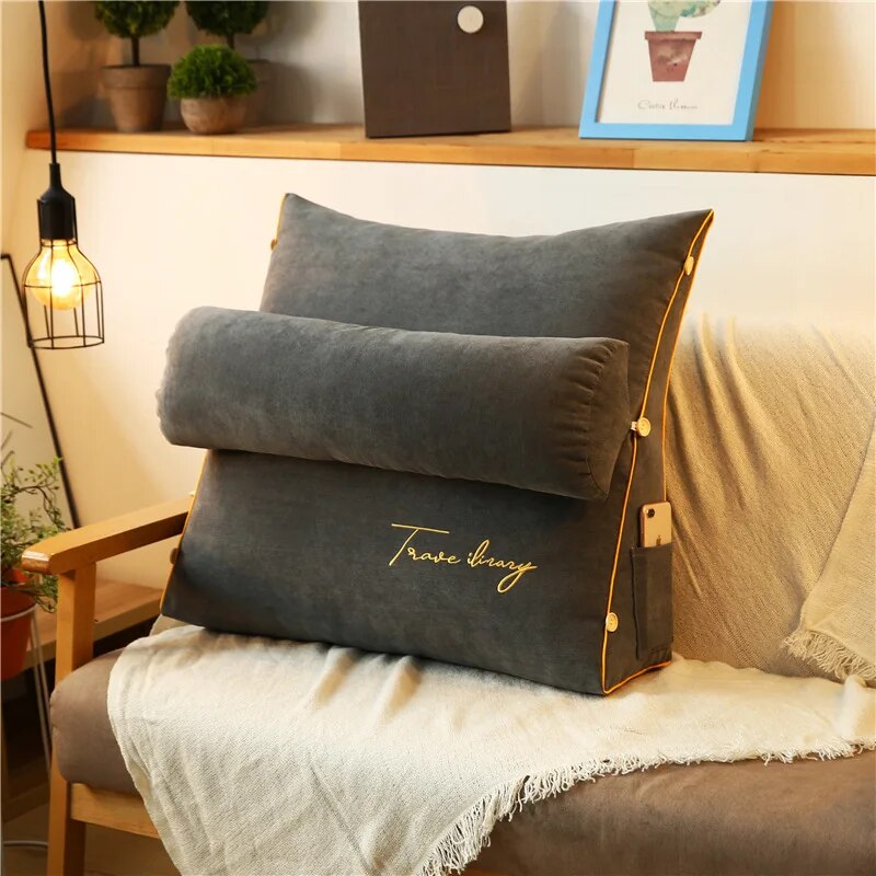 BowLift | Ergonomic Backrest Reading Pillow | Adjustable Neck Support, Removable Cover & Side Pockets for Comfort in Bed or Sofa