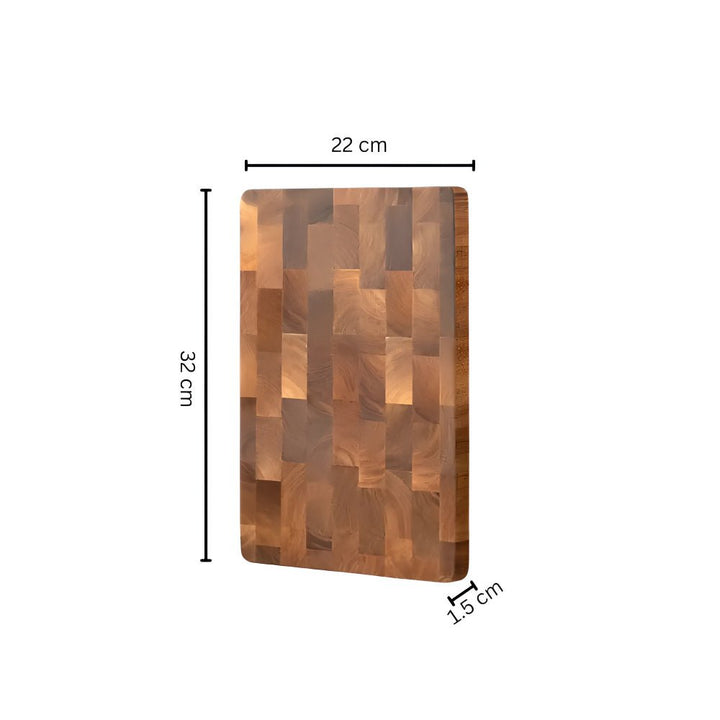 BowLift | TIMBERSERVE – Antibacterial Acacia Wood Cutting Board with Elegant Chessboard Design