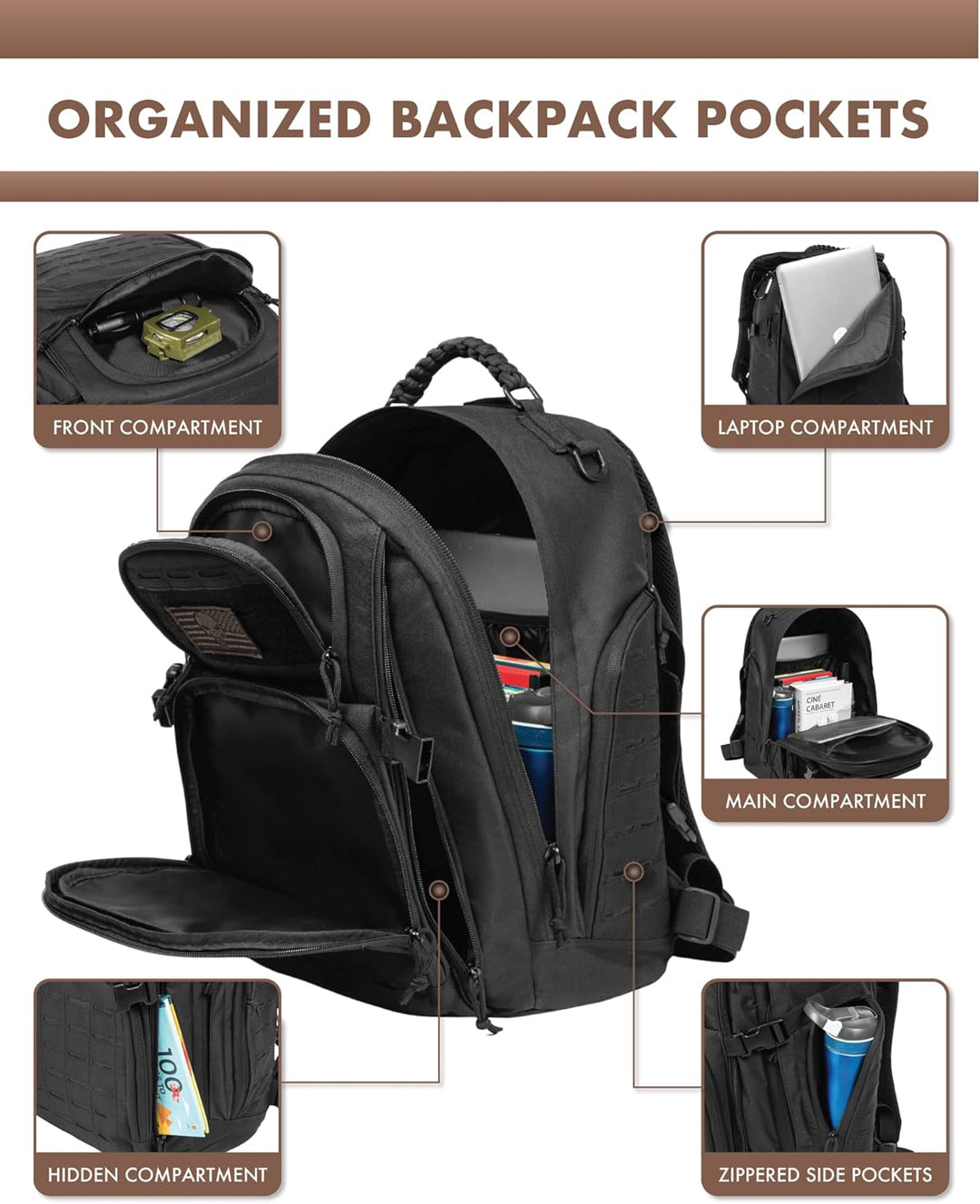 35L Outdoor Tactical Backpack with Molle System and Laptop Storage | Bowlift